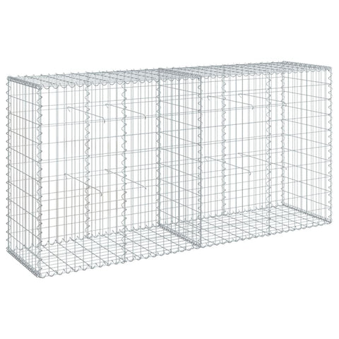 vidaXL Gabion Basket with Cover - Galvanized Iron, Ideal for Outdoor Landscaping, Privacy Screens, and Garden Decor - Dimensions 78.7"x19.7"x39.4" with Tool-Free Assembly