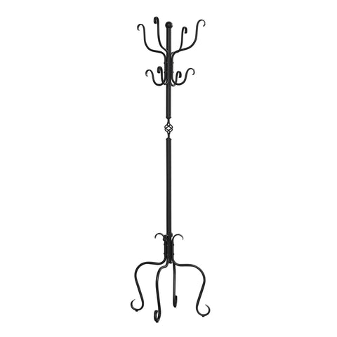 Monarch Specialties I 2065 Coat Rack, Hall Tree, Free Standing, 8 Hooks, Entryway, 74" H, Bedroom, Metal, Black, Transitional
