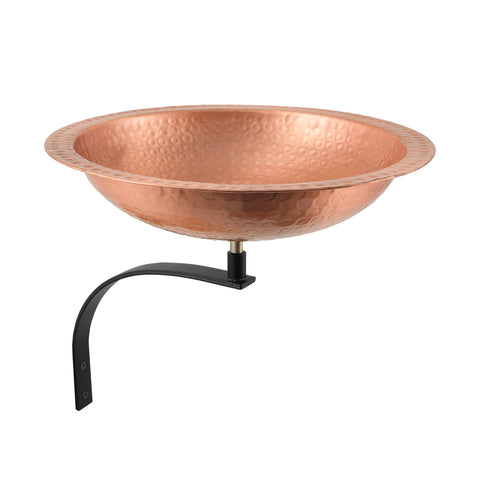 Achla Designs 201-5016 Hammered Solid Wall Mount Bracket Birdbath, Satin Copper