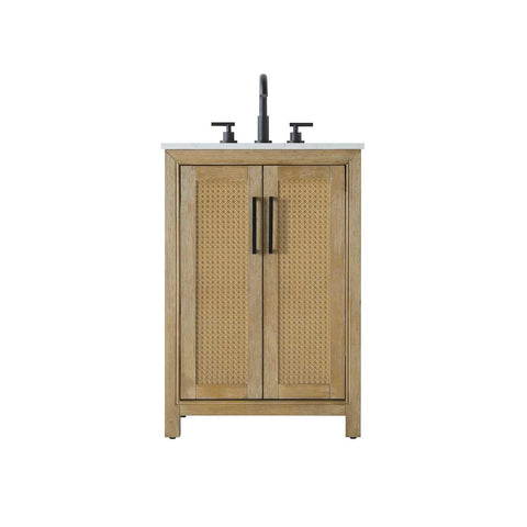 ELEGANT Kitchen and Bath 24 Inch Single Bathroom Vanity in Linen Oak