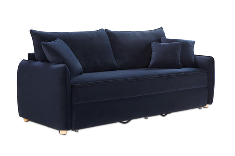 Irina Sofa w/Sleeper  and 3 Pillows Blue Velvet