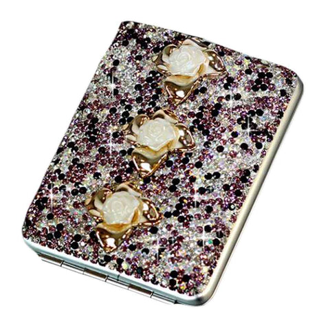 Ladies Rhinestones Cigarette Case Women Cigar Box Rose Cigarette Holder, Purple