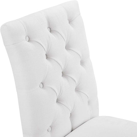 Duchess Button Tufted Fabric Dining Chair in White