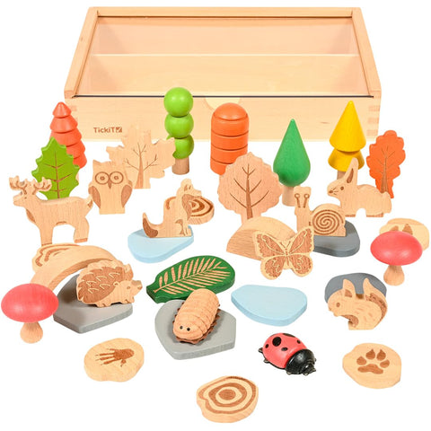 tickit Woodland Trail Set - Set of 37 - Wooden Forest for Kids - 37 Different Shapes - Loose Parts Wooden Toys for Toddlers