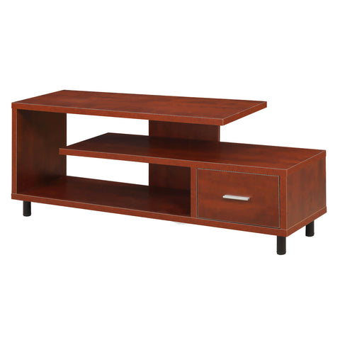 Convenience Concepts Seal II TV Stand 23.75" - 3-Tier Entertainment Center for TVs up to 65 Inches, Modern 1 Drawer TV Mount with Shelves for Living Room, Cherry