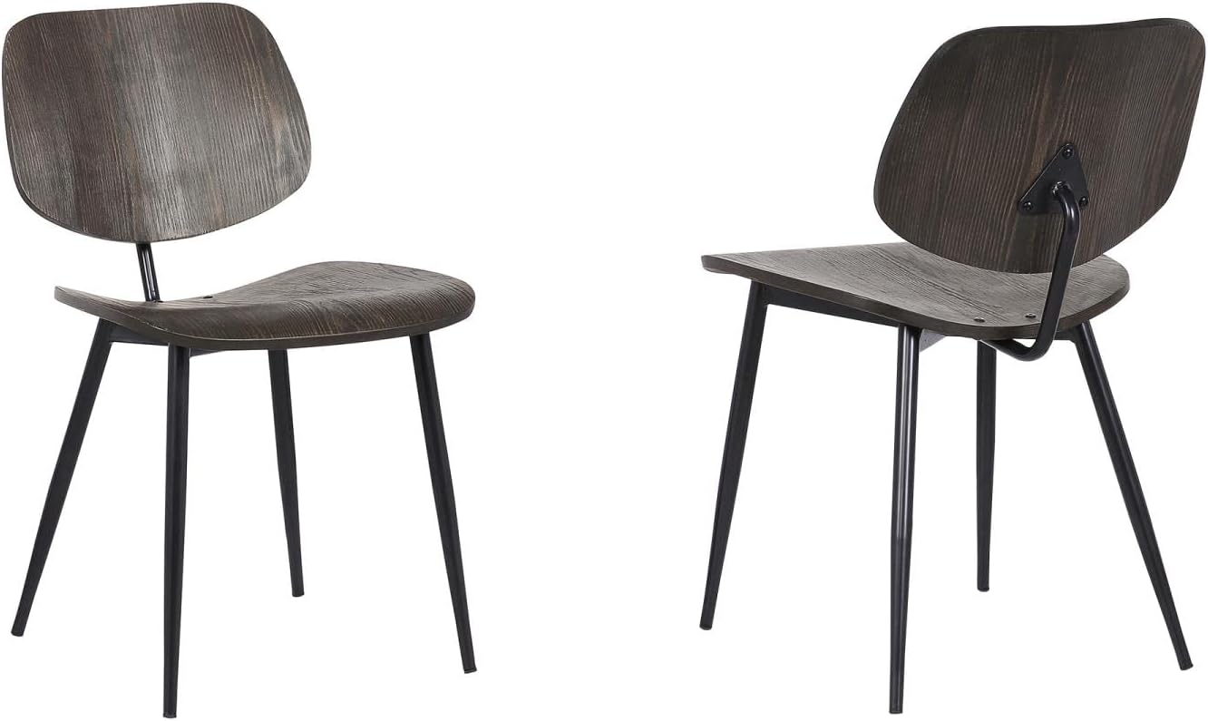 Miki Mid-Century Black Wood Dining Accent Chairs (Set of 2)