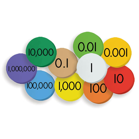 Essential Learning Sensational Math 10-Value Decimals to Whole Numbers Place Value Discs Set, Ages 8+ (ELP626638)