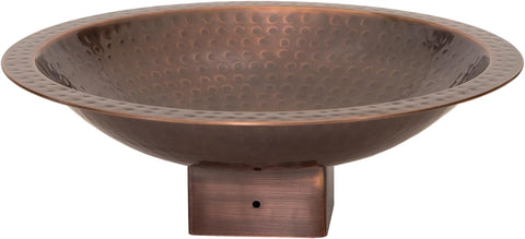 Achla Designs BBHC-14P 14" Hammered 4x4 Post birdbath, Copper Plated