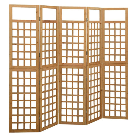 vidaXL Room Divider/Trellis, Solid Fir Wood, Five-Panel, Foldable Design, Robust Plant Support, Easy Assembly, Ideal for Indoor/Outdoor Use - Size 79.3"x70.9"