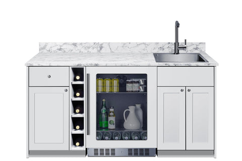 Summit Bar Cabinet with Sink, Beverage Center, and Wine Storage, Wet Bar, All in One Bar with Refrigerator and Sink, ADA Compliant, White- OASISWH33