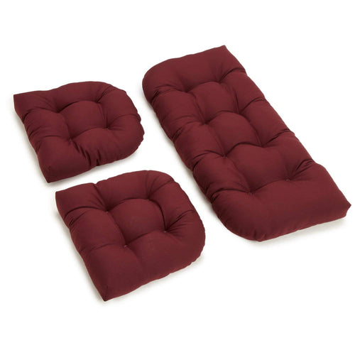 Blazing Needles Twill Settee Group Cushions, Burgundy, Set of 3
