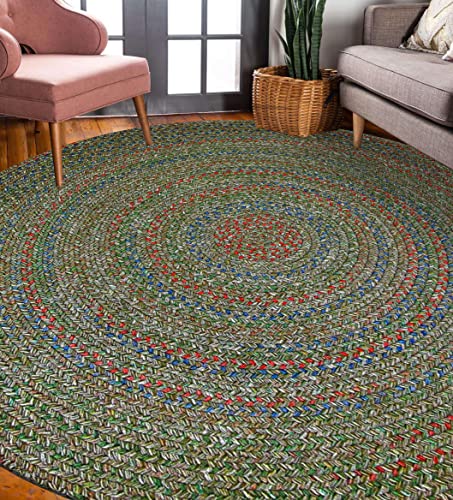 Rhody Rug Sophia SO65 Moss Green 8' x 8' Round - Braided Area Rug, Home Decor, Floor Mat or Bedroom Rug - Easy Care, Ideal for High Traffic Areas in Hallway and Living Room - Made in USA