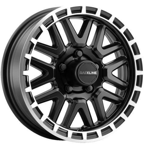 Raceline Wheels Aluminum Trailer Wheels 953BM KRANK Black Finish w/Machined Ring 15X5" 5X114.3 Bolt Pattern 0mm Offset/(3"B/S), 8 Spoke Design, Utility, Boat Trailer Automotive Wheels