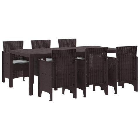 vidaXL Garden Dining Set 7 pcs Brown Polypropylene, Stylish Outdoor Dining Set for Garden and Patio, Lightweight, Tough, Perfect for Family Gatherings