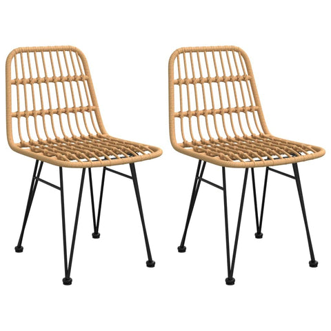 vidaXL Patio Chairs Set of 2- Steel Frame PE Rattan- UV Resistant Outdoor Seating with Backrest, Comfortable Garden Furniture for Patio, Balcony and Garden.
