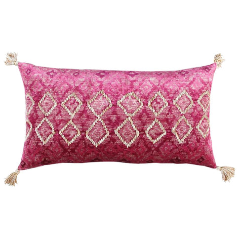 Rizzy Home Diamond 14" x 26" Cotton Viscose Velvet Pillow Cover-Pink