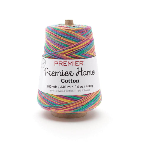 Premier Yarns Home Cotton Cone Yarn, Ideal Knitting and Crochet Supplies, Made of Recycled Cotton and Polyester, Rainbow, 700 Yards