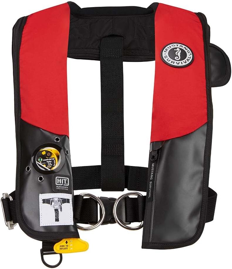 Mustang HIT Hydrostatic Inflatable PFD w/Sailing Harness - Red/Black - Automatic/Manual [MD318402-123-0-202]