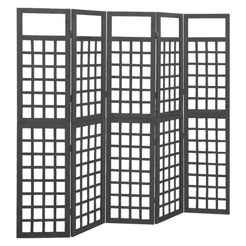 vidaXL 5-Panel Room Divider/Trellis, Durable and Versatile Solid Fir Wood Construction - Black 79.3"x70.9" with 0.8" Thickness - Suitable for Outdoor use and Gardening Support