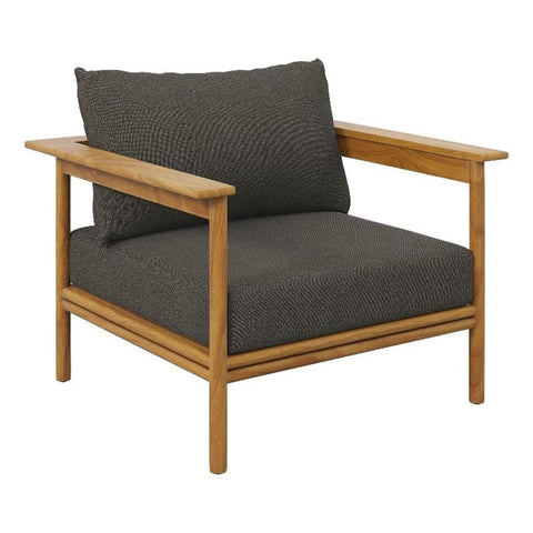 Modway Wren Teak Wood Outdoor Armchair in Natural Flint Gray