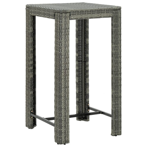vidaXL Modern Patio Bar Table - Lightweight Poly Rattan Outdoor Table in Gray - 23.8"x23.8"x43.5"- Made with Durable PE Rattan and Powder-Coated Steel Frame - Suitable for Indoor and Outdoor Use