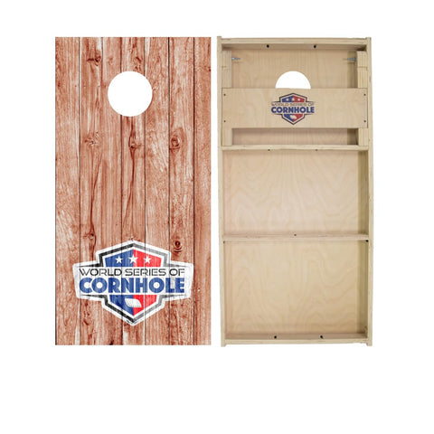 Skip's Garage Plank Wood Cornhole Boards - WSOC Runway Series - Includes (2) Boards (Resin Bags) + (1) Case & (2) Hole Lights
