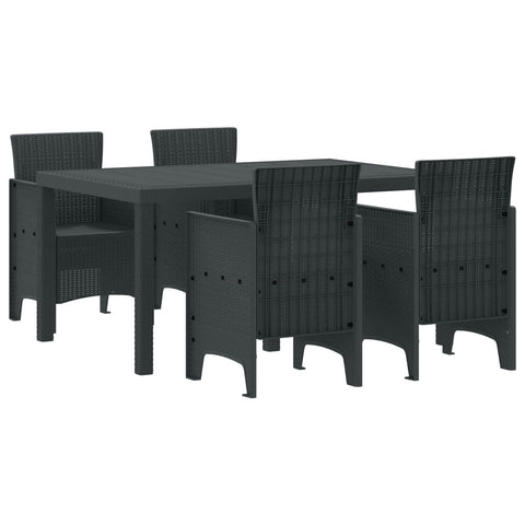 vidaXL Garden Dining Set 5 pcs Anthracite Polt rattan, Chill Dining Set, Sleek Outdoor Furniture, Lightweight, Strong, Modern Garden Vibe Outside