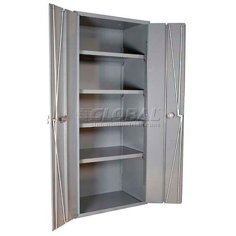 Durham Heavy Duty Welded 14 Gauge Steel Bi-Fold Door Cabinet, 3953-4S-95, 900 lbs Capacity, 24" Length x 36" Width x 84" Height, 4 Shelves