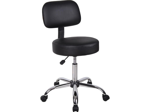 Boss Office Products B245-BK Be Well Medical Spa Stool with Back, Black