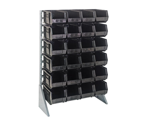 Quantum Storage Systems QRU-12S-240-24BK Single Sided Rail Systems Complete Package with Bins, 36" L x 15" W x 53" H, Black