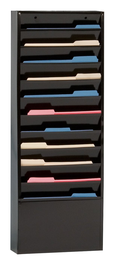 Durham 405-08 Black Cold Rolled Steel 11 Large Pocket Literature Rack, 13-1/4" Width x 36" Height x 4-1/8" Depth