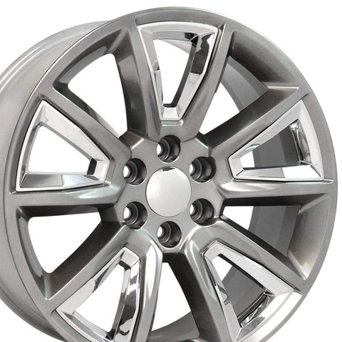 OE Wheels CV73B 22 Inch Rim Fits Tahoe Style 6x139.7 22x9 Gloss Hyper Black with Chrome Insert - Hollander 5696 (1)