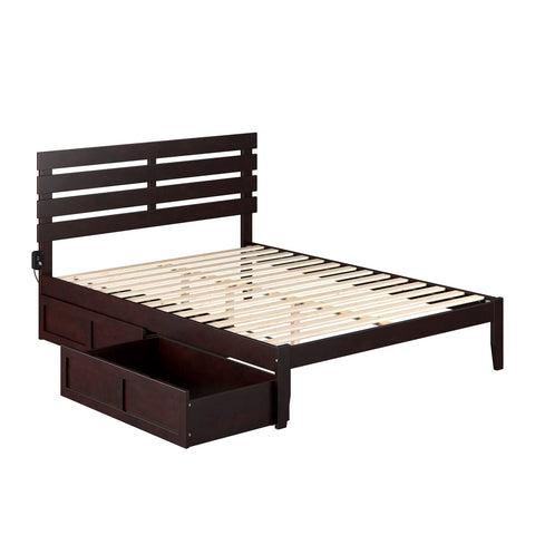 Oxford Queen Bed with 2 Drawers in Espresso