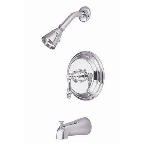 Kingston Brass KB3631AL Restoration Tub and Shower Faucet with Metal Lever Handle, Polished Chrome