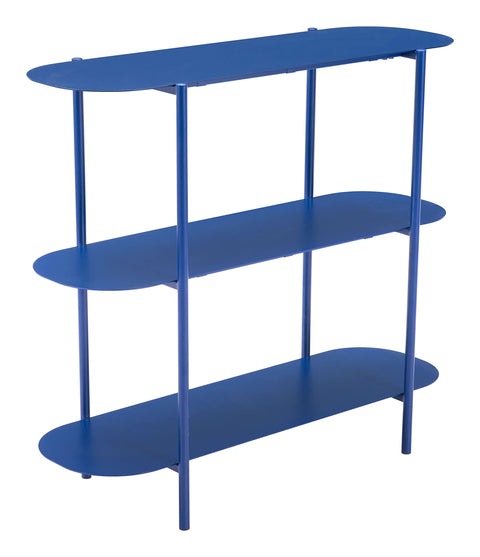 TRE Console Table Blue, Blue Console Table, Modern Style, Powder Coated Steel Oval Shape Tabletop, Steel, Indoor Living, 35.4" W x 12.6" D x 31.5" H