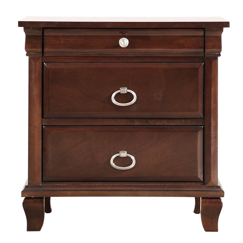 Passion Furniture Triton 3-Drawer Cappuccino Nightstand PF-G9000-N