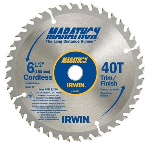 IRWIN Tools MARATHON Carbide Cordless Circular Saw Blade, 6 1/2-inch, 40T (14023)