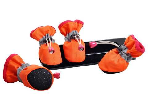 PANDA SUPERSTORE 4 Pcs Cute Candy Color Pet Dog Puppy Shoes Boots Rain Boots Orange, NO.1
