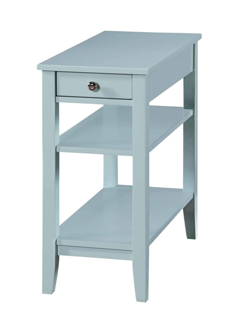 Convenience Concepts American Heritage Chairside End Table with Drawer 23.5" - Classic Living Room Table with Storage Shelf, Bedroom Nightstand, Sea Foam Blue