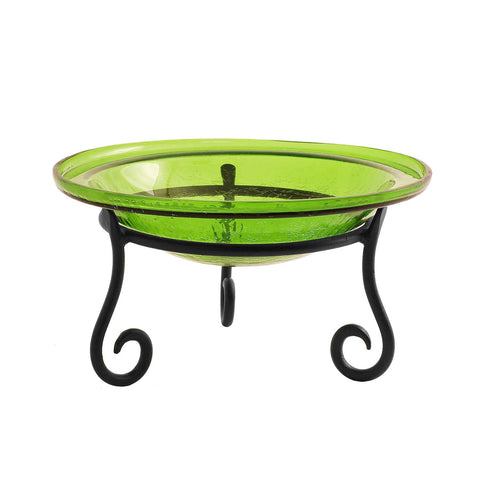 Achla Designs CGB-05FG-S1 12 Inch Fern Green Crackle Short Stand Birdbath