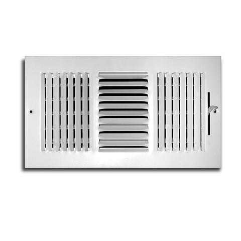 Truaire C103M 08X04(Duct Opening Measurements) 3-Way Supply Sidewall or Ceiling Register Grille, 8-Inch x 4-Inch, White-Powder Coated