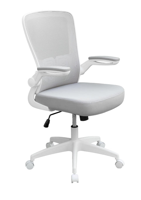 Boss Office Products Mesh Task Chair with Flip Up Arms, Grey/White