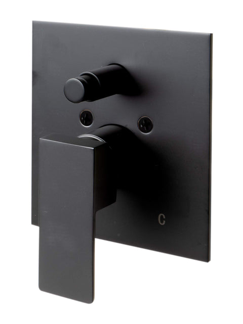 Black Matte Shower Valve with Square Lever Handle and Diverter