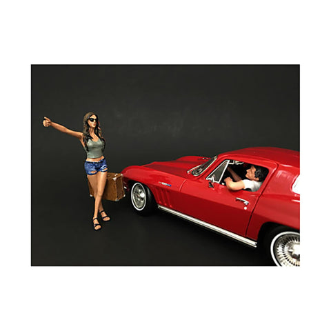 American Diorama Hitchhiker 2 Piece Figurine Set (Green Shirt) for 1/24 Scale Models