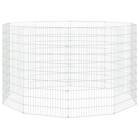 vidaXL Free Range Animal Enclosure - Rabbit Hutch 10-Panel Cage 21.3"x39.4" Iron - DIY Customizable Pet Playpen, Silver