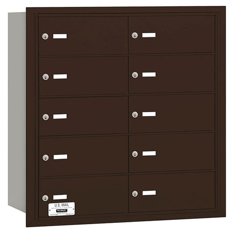Salsbury Industries 3610ZRU 4B Plus Horizontal Mailbox, 10 B Doors, Rear Loading, USPS Access, Bronze