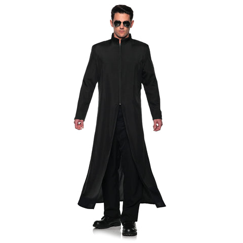 UNDERWRAPS Black Vinyl Coat- Spy Secret Agent Halloween Costume for Men, Gothic Cosplay Trench Coat Halloween Costume for Men, XX-Large