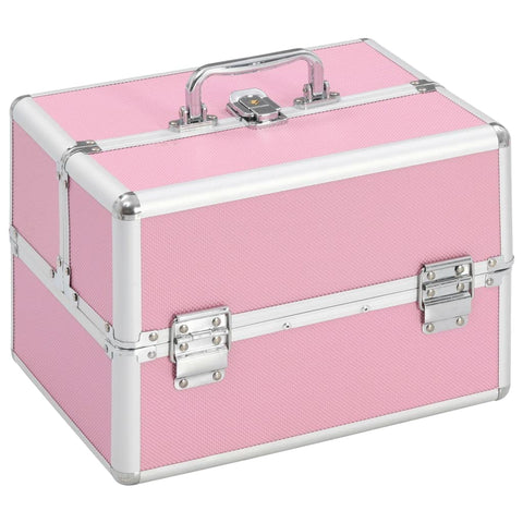vidaXL Make-up Case 8.7"x11.8"x8.3" Pink Aluminum