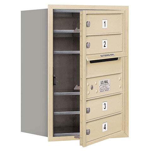 Recessed Mounted 4C Horizontal Mailbox (Includes Master Commercial Lock) - 6 Door High Unit (23 1/2 Inches) - Single Column - 4 MB1 Doors - Sandstone - Front Loading - Private Access