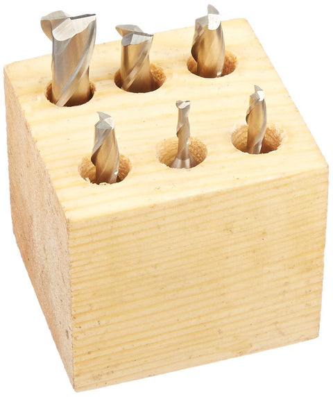 HHIP 8000-0001 2 Flute High Speed Steel End Mill Set, 6 Piece, 3/8" Shank